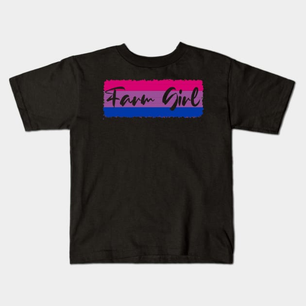 Bi Flag Farm Girl Kids T-Shirt by LochNestFarm